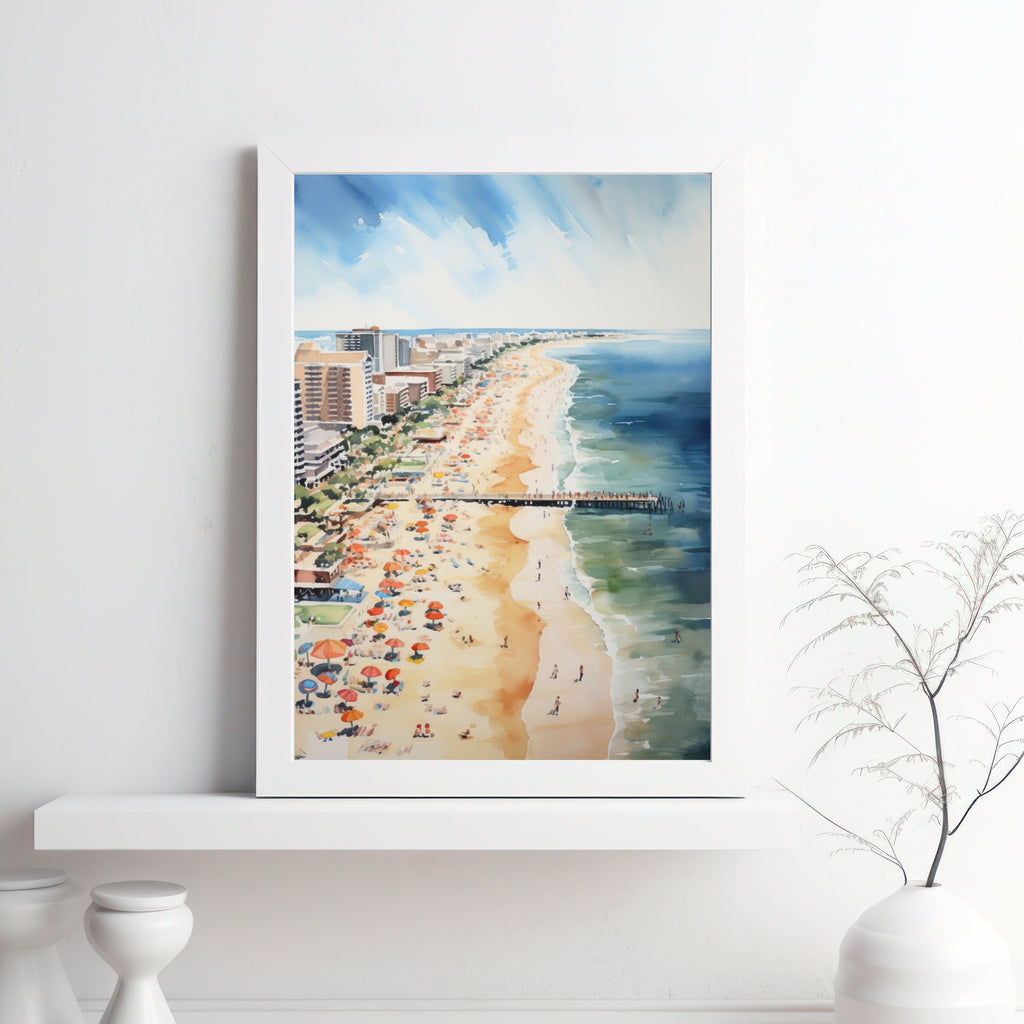 Virginia Beach inspired Watercolor Painting | California Beachy Wall Art | Coastal Farmhouse Decor