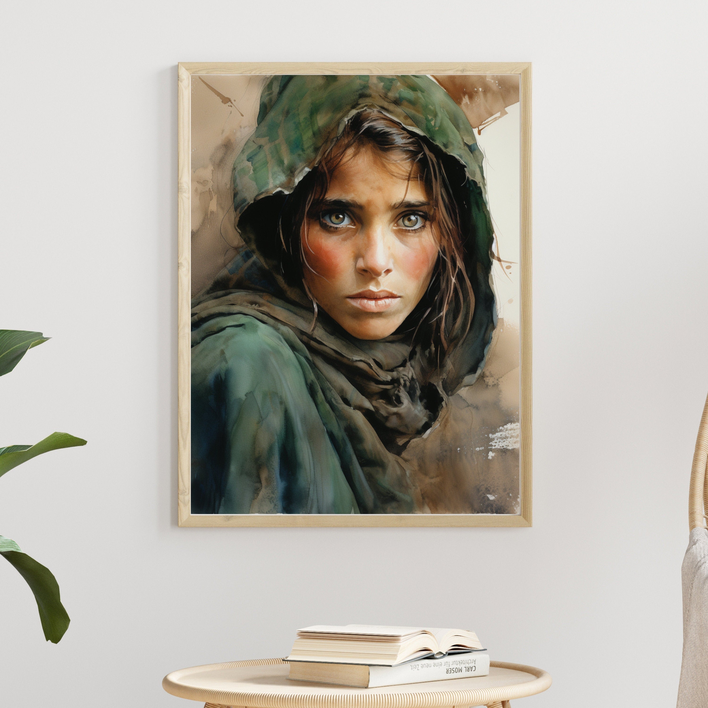 Fear of War - Afghan Girl inspired Watercolor Panting - Photo from Steve McCurry into abstract Print