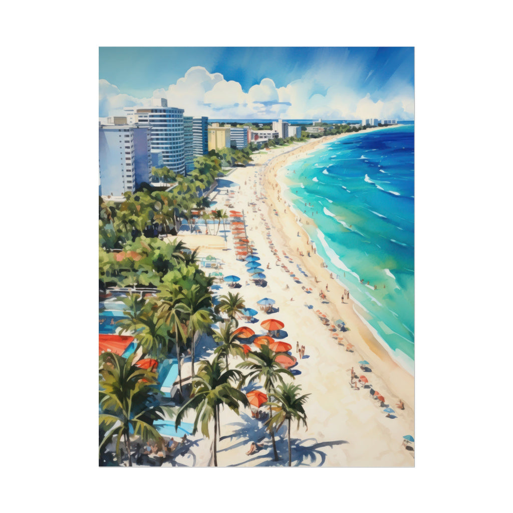 South Beach Miami inspired Watercolor Painting | Florida Beaches Wall Art | Living Room Decor | Affordable Prints