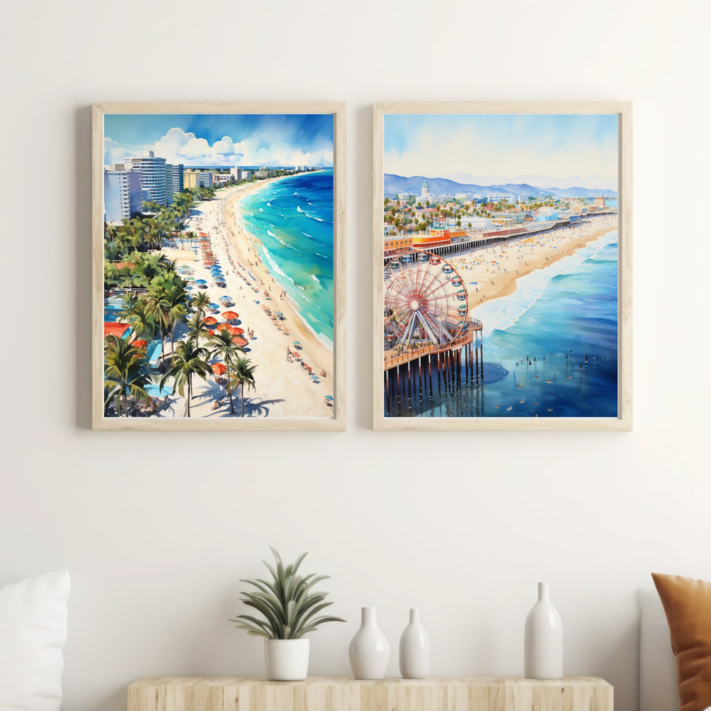 South Beach Miami inspired Watercolor Painting | Florida Beaches Wall Art | Living Room Decor | Affordable Prints