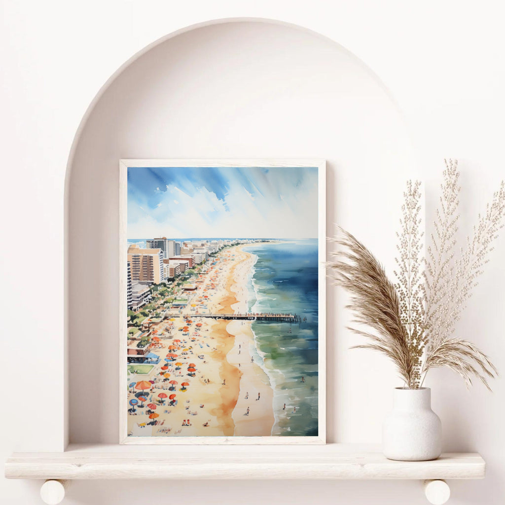 Virginia Beach inspired Watercolor Painting | California Beachy Wall Art | Coastal Farmhouse Decor