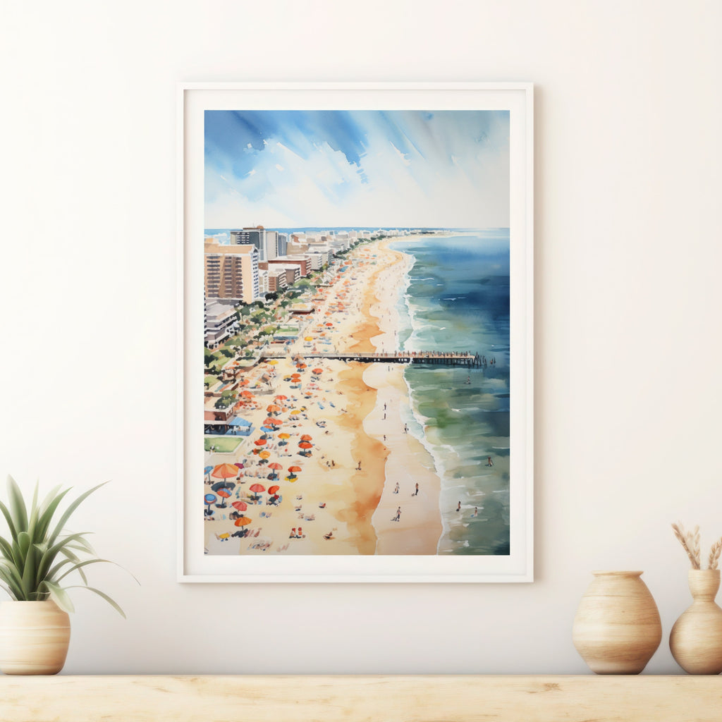 Virginia Beach inspired Watercolor Painting | California Beachy Wall Art | Coastal Farmhouse Decor