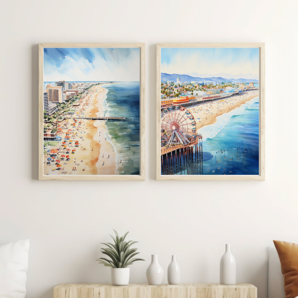 Virginia Beach inspired Watercolor Painting | California Beachy Wall Art | Coastal Farmhouse Decor