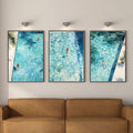 Swimming POOL SET of 3 WATERCOLOR Prints- Palm Spring Summer Poster mid Century Modern Decor