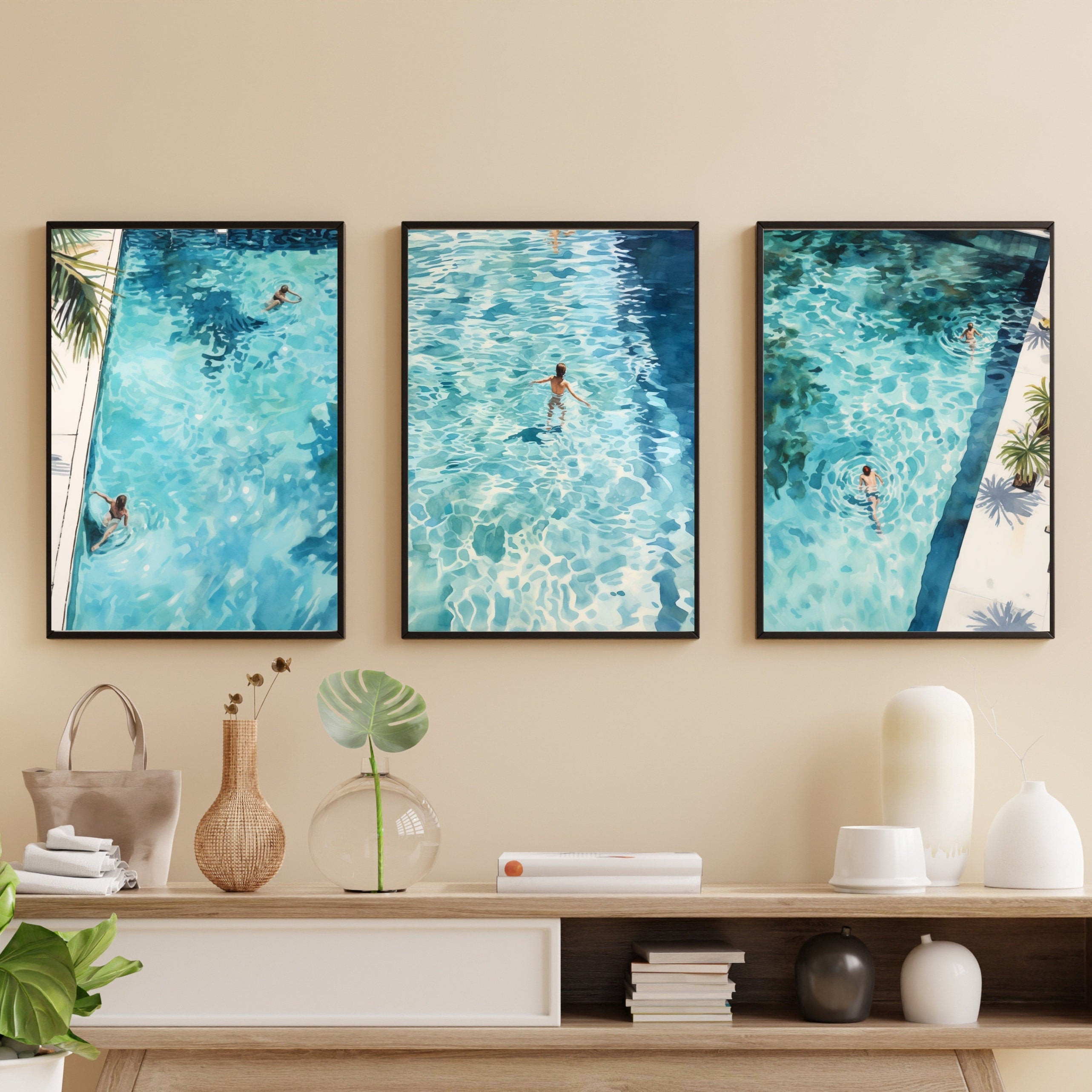 Swimming Pool Set, Pool Print, Palm Spring