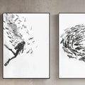 Scuba Diver Pencil Sketch | Set of 3 | Perfect Gift for Dive Lovers | Hand Drawing | Fish School | Fine Art