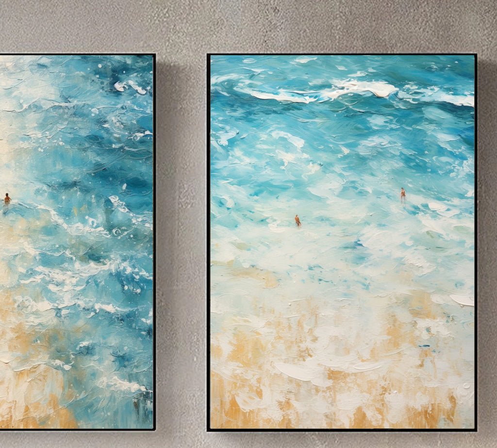 Watercolor OCEAN INSPIRED Art PRINT Set- Stunning & Printable Beachy Wall Aerial View Art Set Of 3