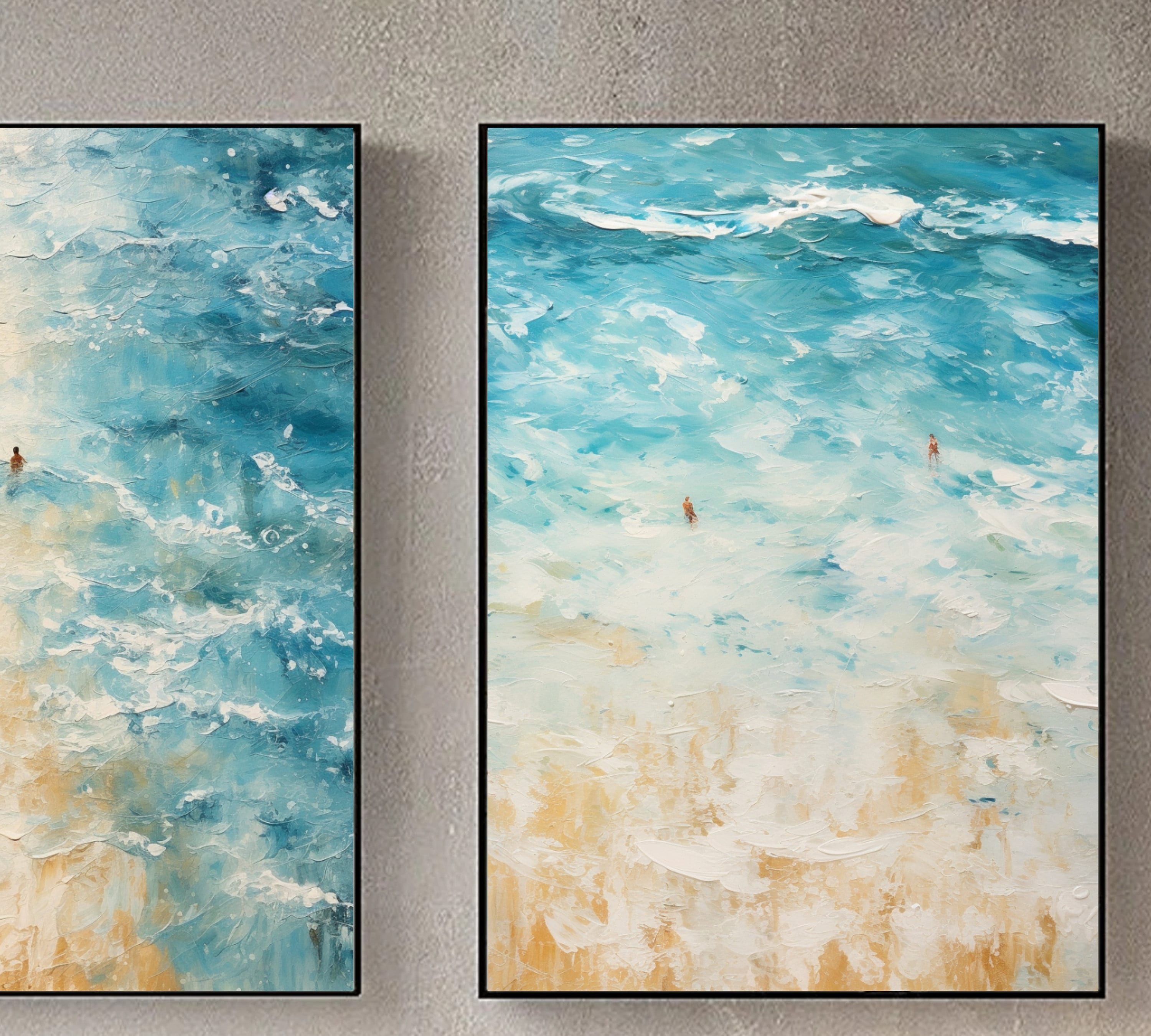 Watercolor OCEAN INSPIRED Art PRINT Set- Stunning & Printable Beachy Wall Aerial View Art Set Of 3