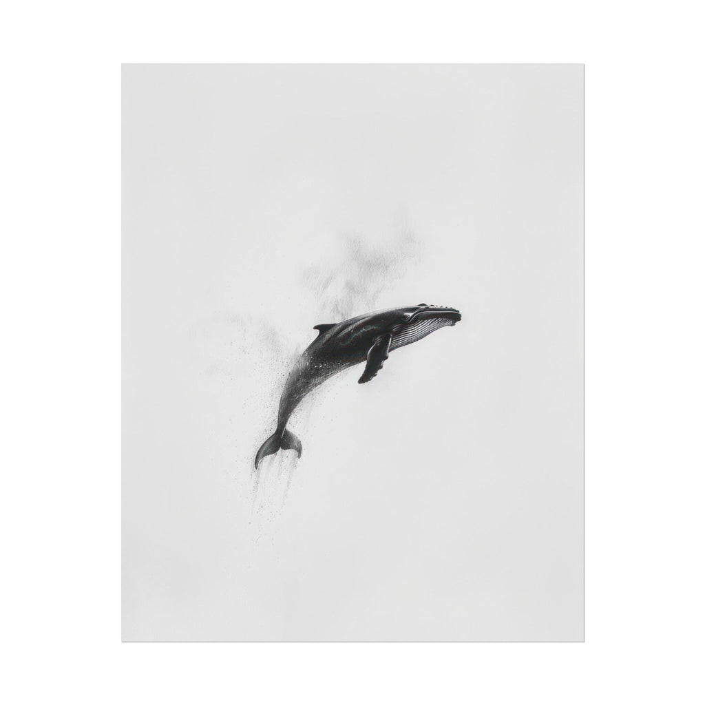 Minimalist Whale Art Print – Graceful Ocean Majesty in Black & White