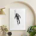 Deep Sea Diver Pencil Drawing – Minimalist Ocean Exploration Art