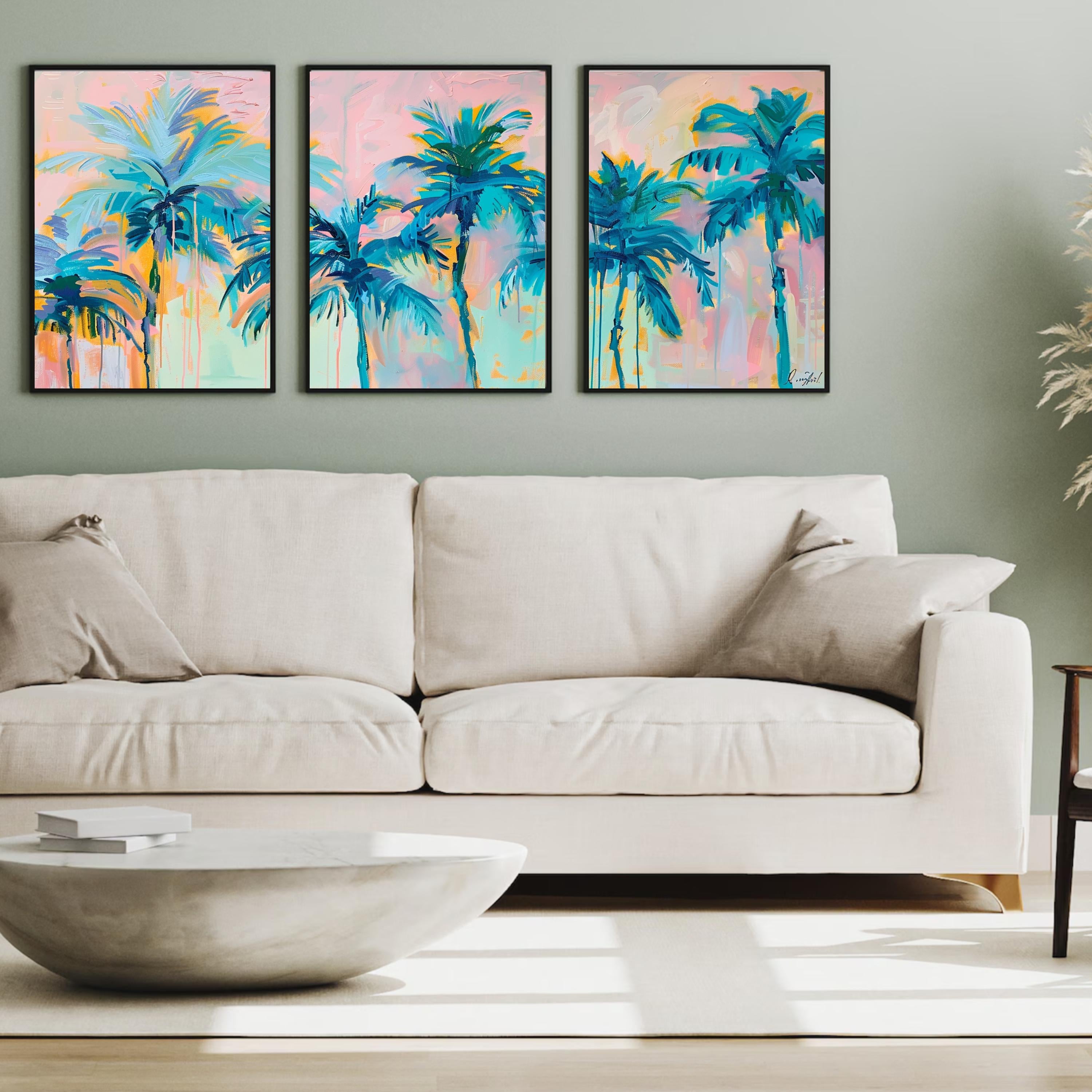 Tropical Serenity: Pastel Palm Dreams