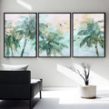 Pastel Palm Tree Set of 3 | Dreamy Vacation | Acrylic Painting of Paradise by OceanBlueeArt