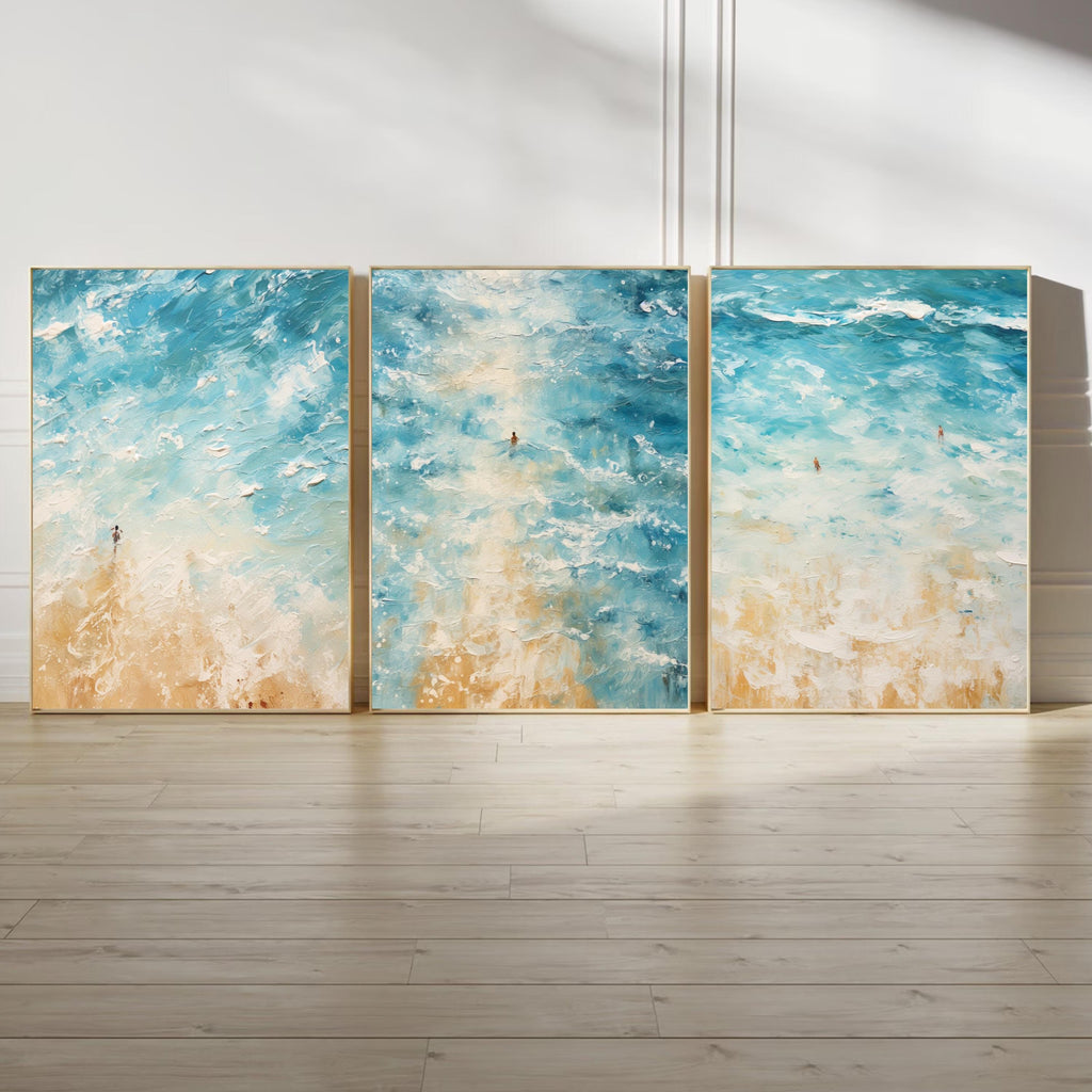 Watercolor OCEAN INSPIRED Art PRINT Set- Stunning & Printable Beachy Wall Aerial View Art Set Of 3
