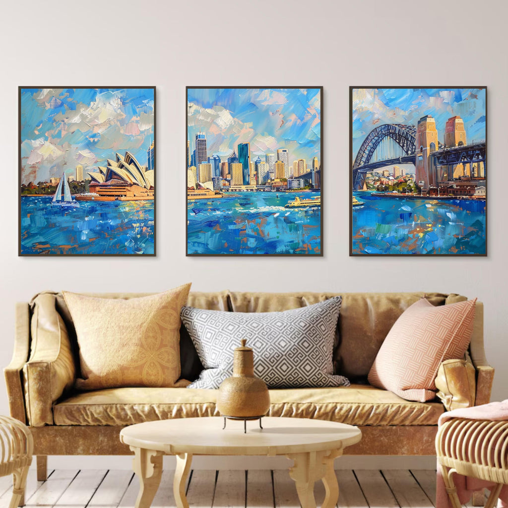Sydney Opera House and Harbour Bridge Painting - Iconic Australian Landmark Art