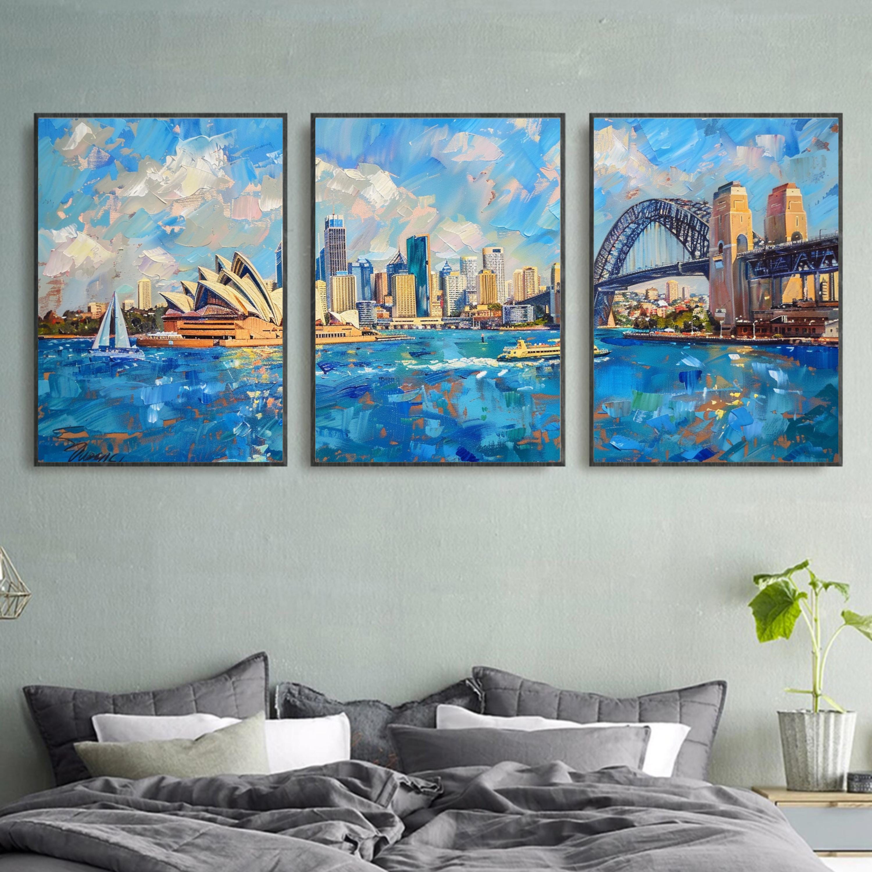Sydney Opera House and Harbour Bridge Painting - Iconic Australian Landmark Art