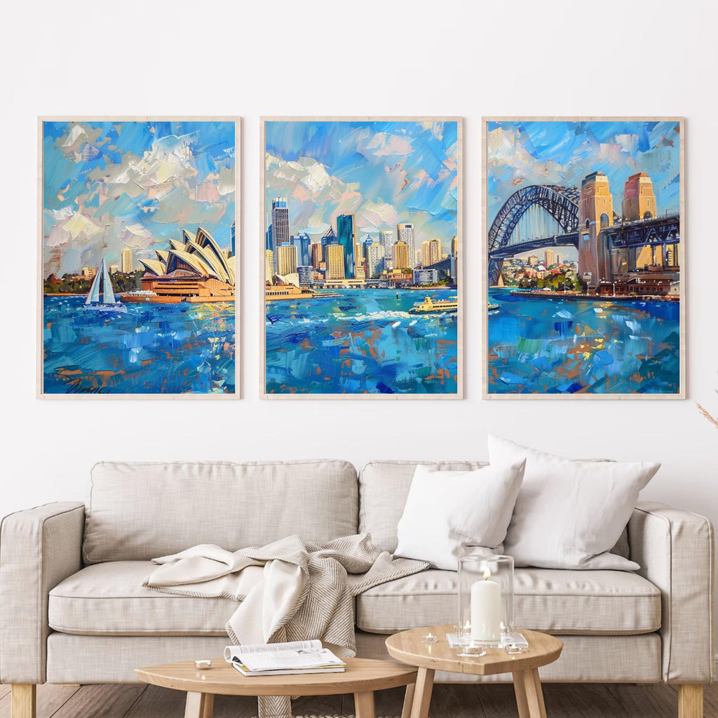 Sydney Opera House and Harbour Bridge Painting - Iconic Australian Landmark Art