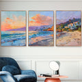 Malibu Beach poster set with ocean waves and sandy shores