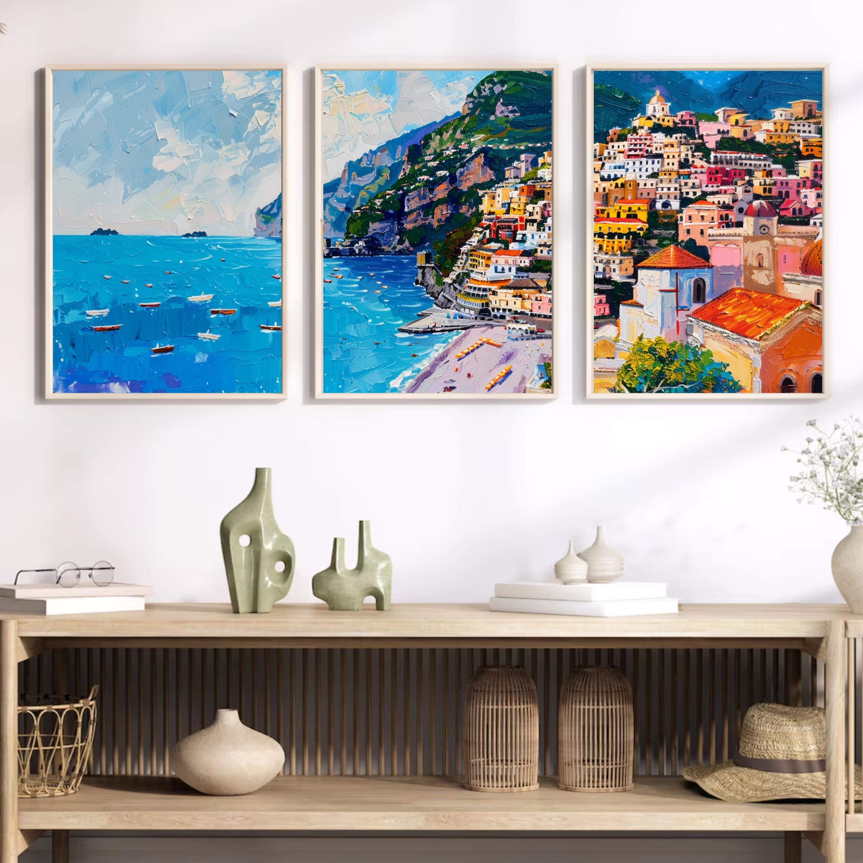 Amalfi Coast art set featuring Positano scenes