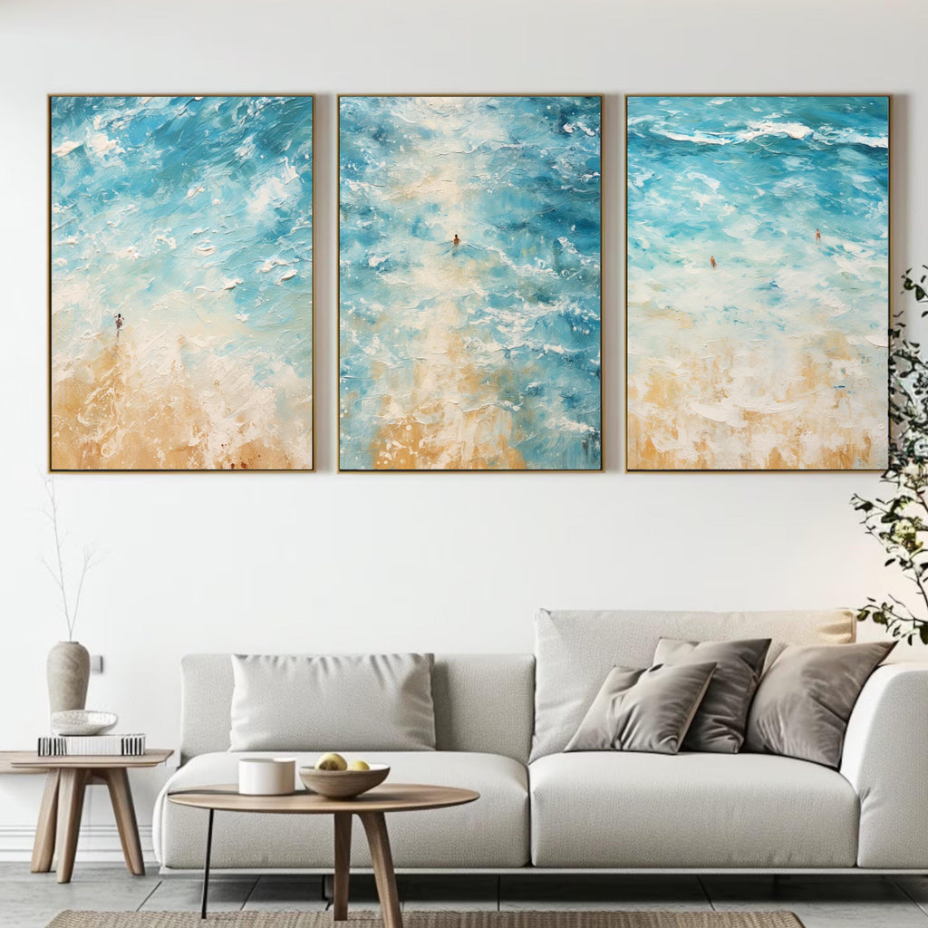 Watercolor OCEAN INSPIRED Art PRINT Set- Stunning & Printable Beachy Wall Aerial View Art Set Of 3