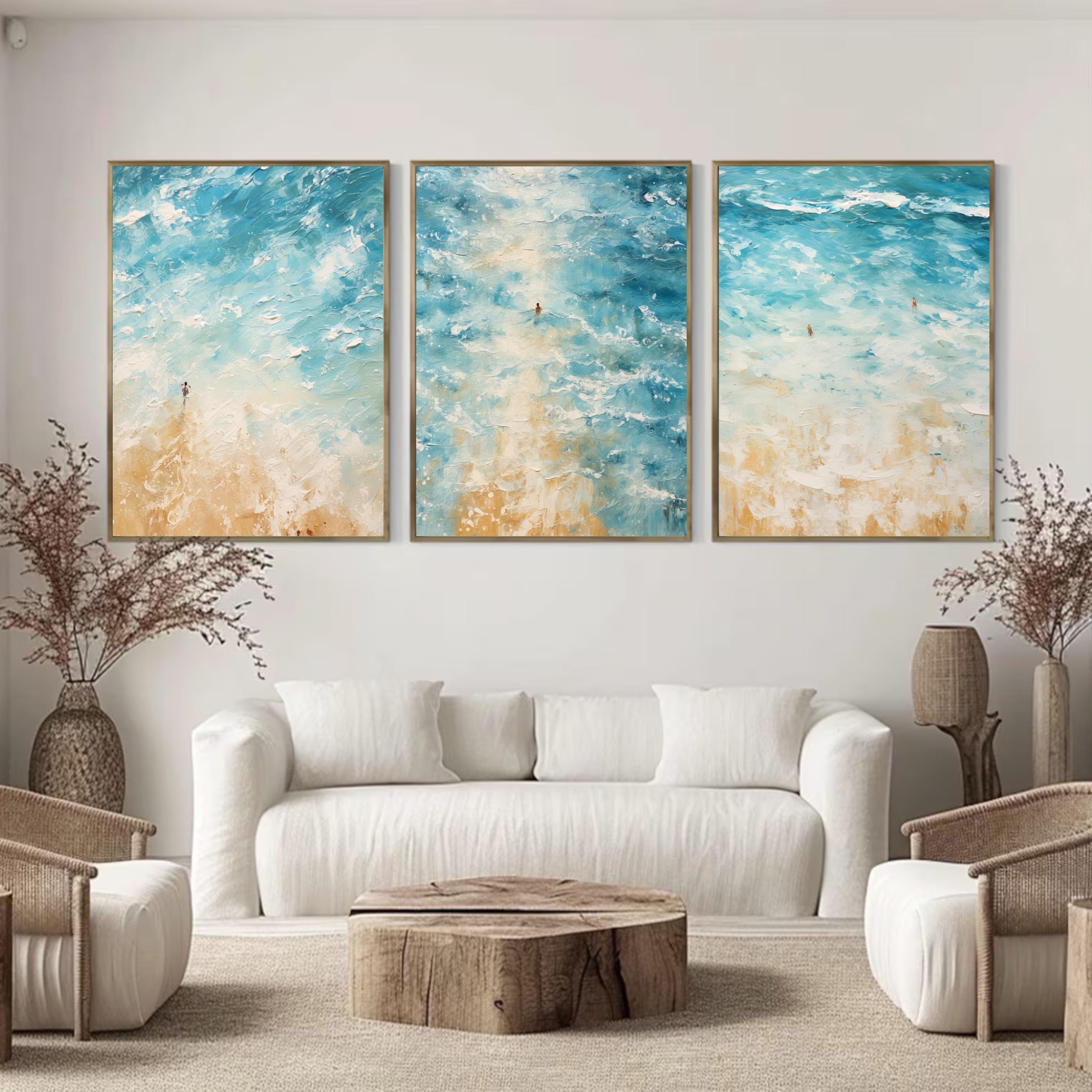 Watercolor OCEAN INSPIRED Art PRINT Set- Stunning & Printable Beachy Wall Aerial View Art Set Of 3