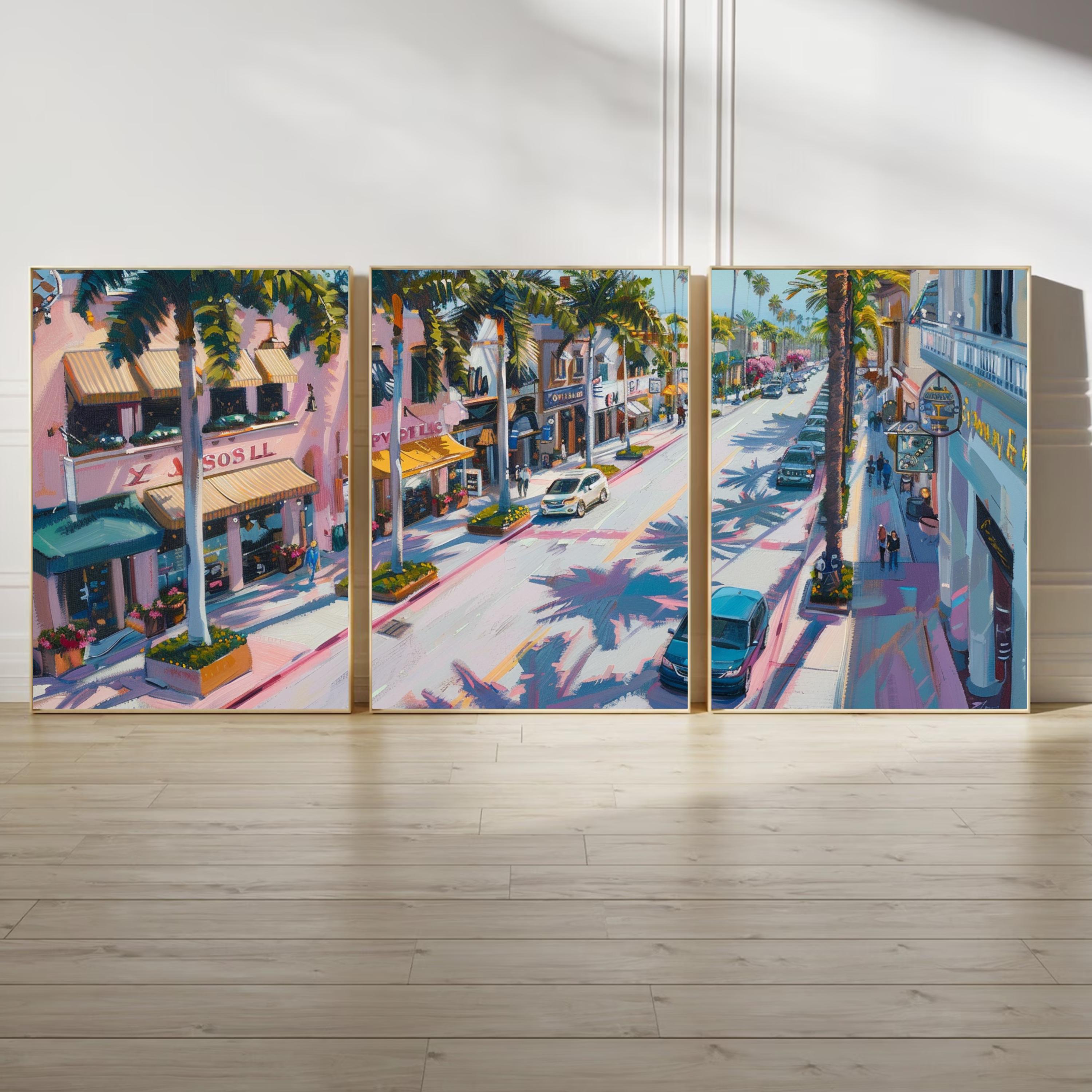 Rodeo Drive Beverly Hills Poster Set of 3 - Iconic California Street Art Prints