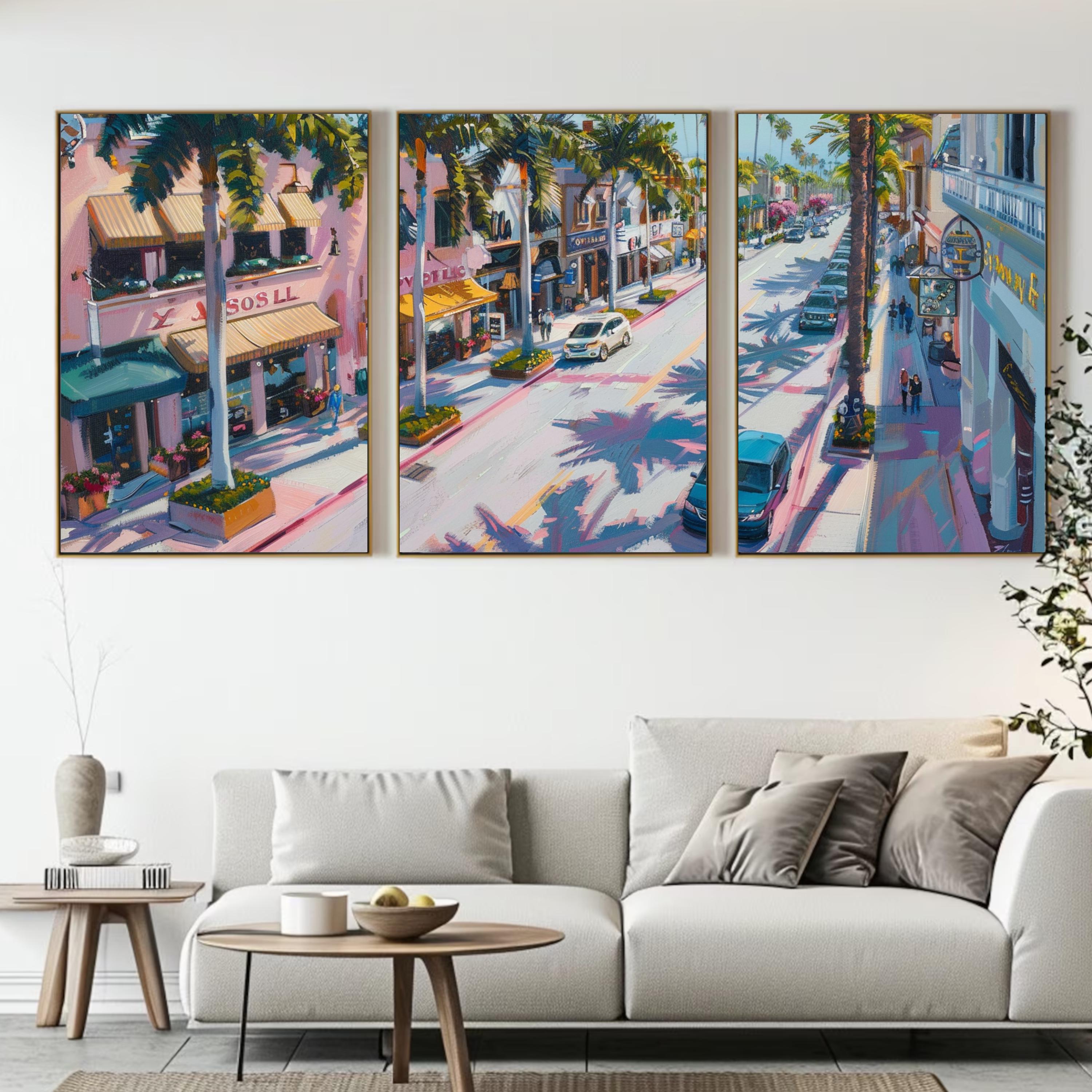 Rodeo Drive Beverly Hills Poster Set of 3 - Iconic California Street Art Prints