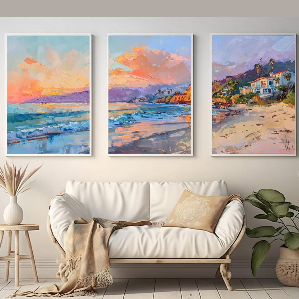 Beach scene art capturing the tranquility of Malibu