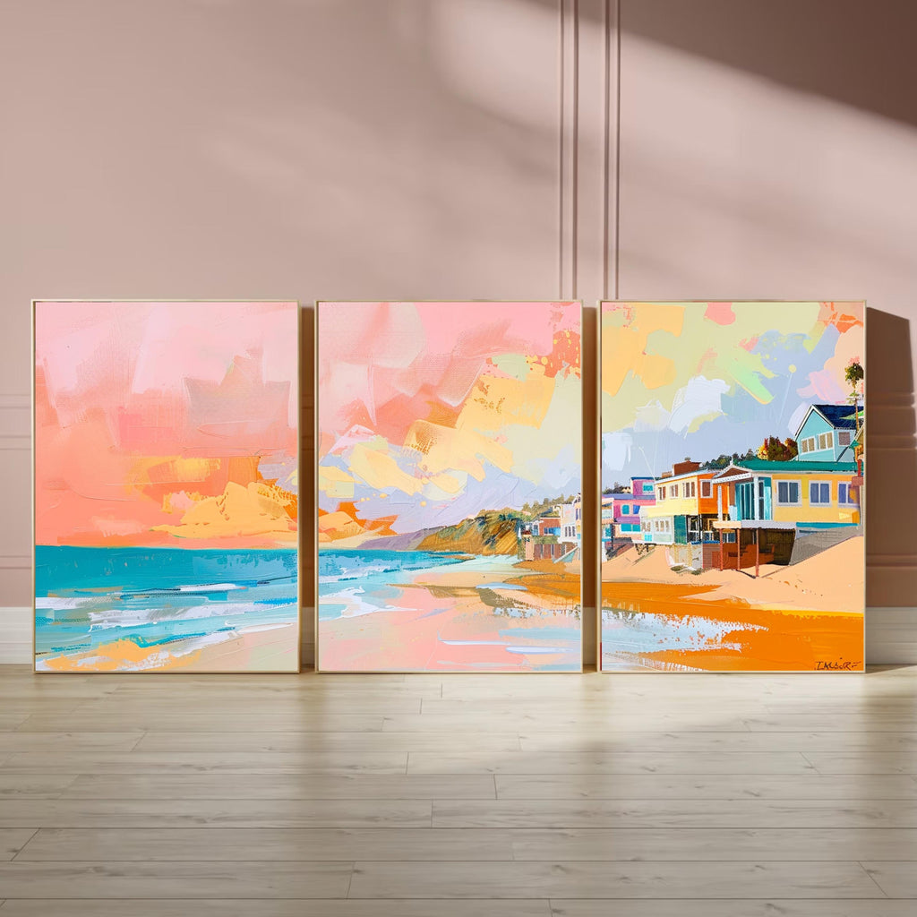 Ocean and sand prints capturing Malibu's essence