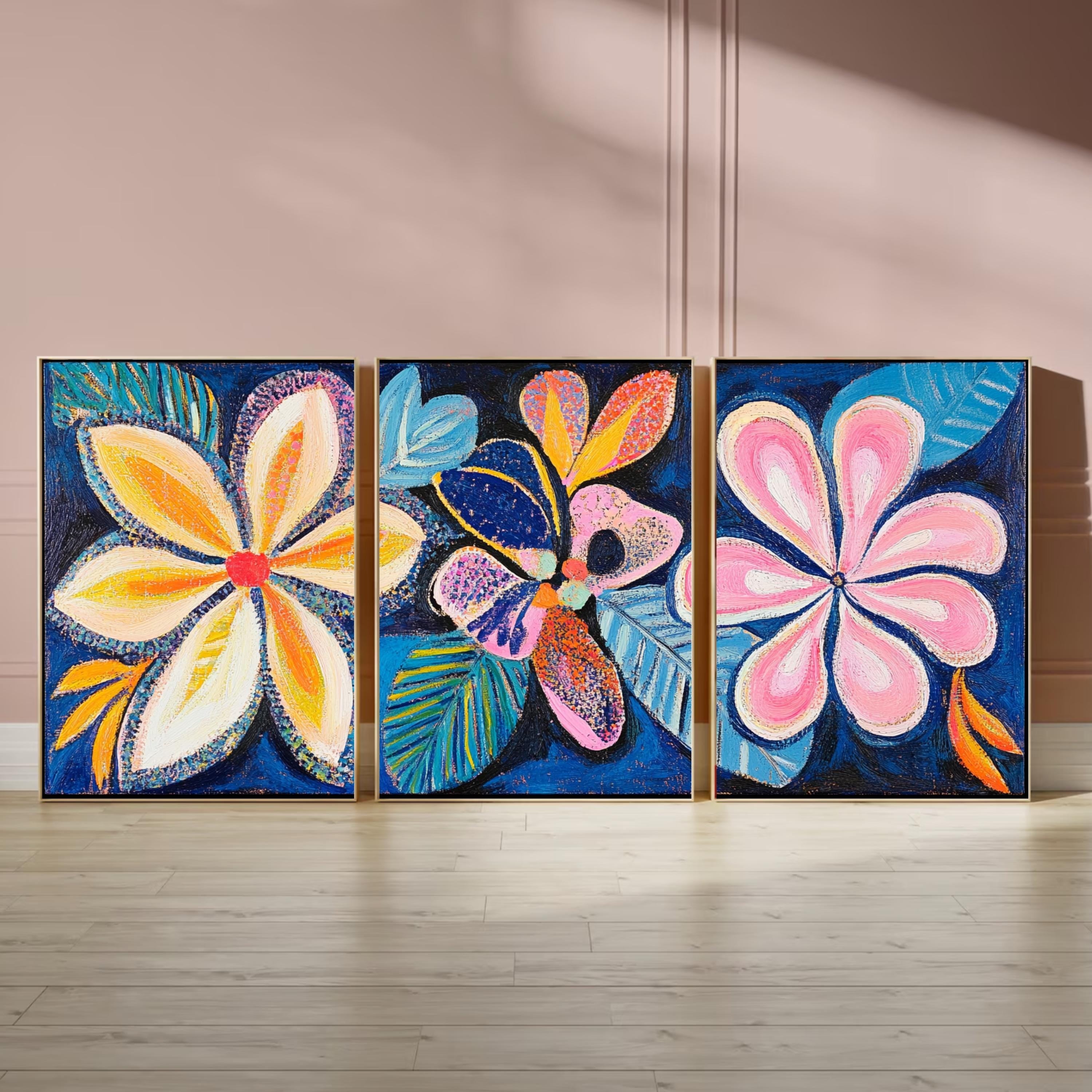Tropical Bloom Art Print - Vibrant Abstract Floral Wall Decor, Affordable Modern Art