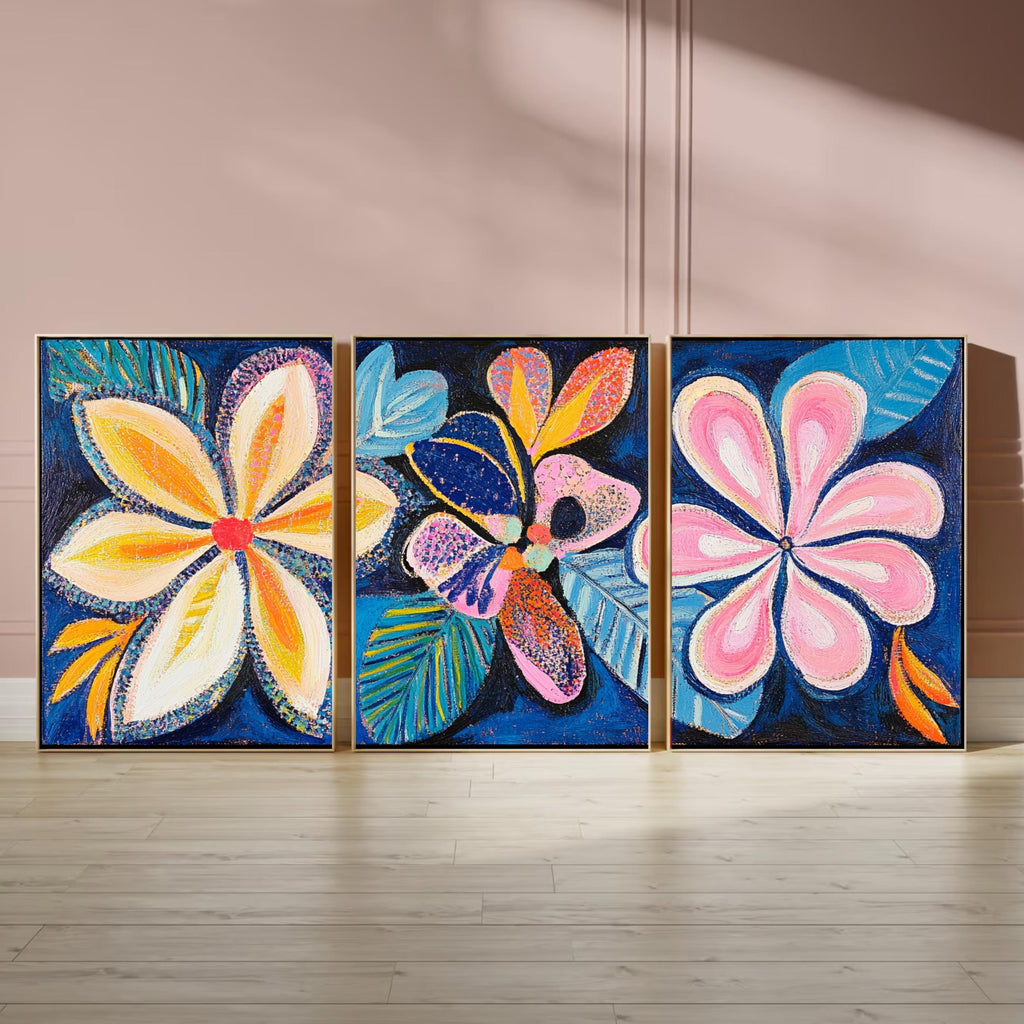Tropical Bloom Art Print - Vibrant Abstract Floral Wall Decor, Affordable Modern Art