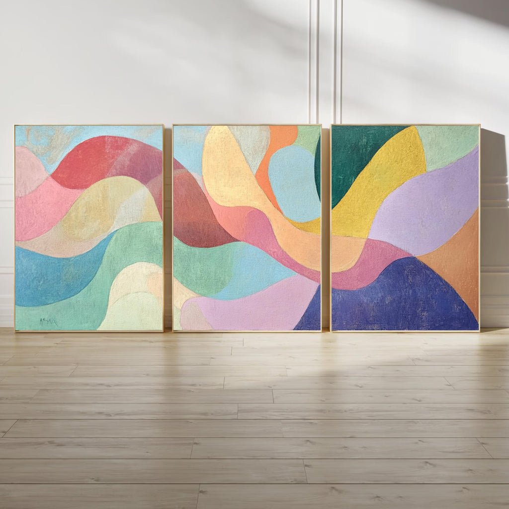 Modern Abstract Art Print - Pastel Flowing Shapes Inspired by Matisse and Kandinsky for Artful Wall Decor