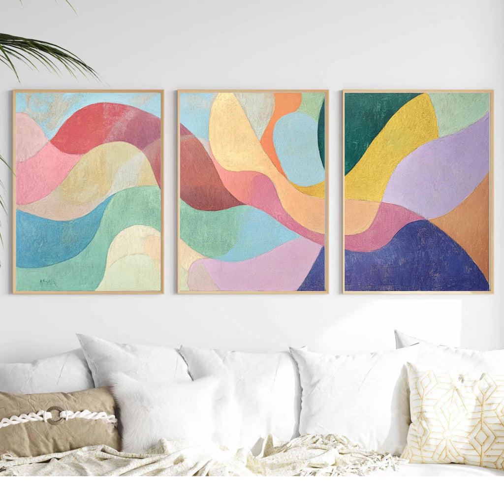 Modern Abstract Art Print - Pastel Flowing Shapes Inspired by Matisse and Kandinsky for Artful Wall Decor