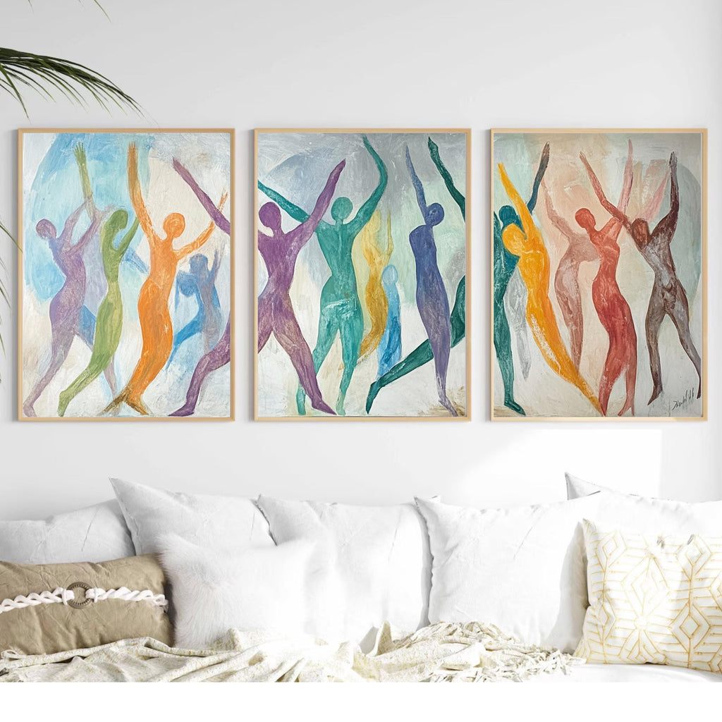 Dancing Silhouettes - Dynamic Abstract Art Print Inspired by Matisse’s Joyful Movement for Home Decor