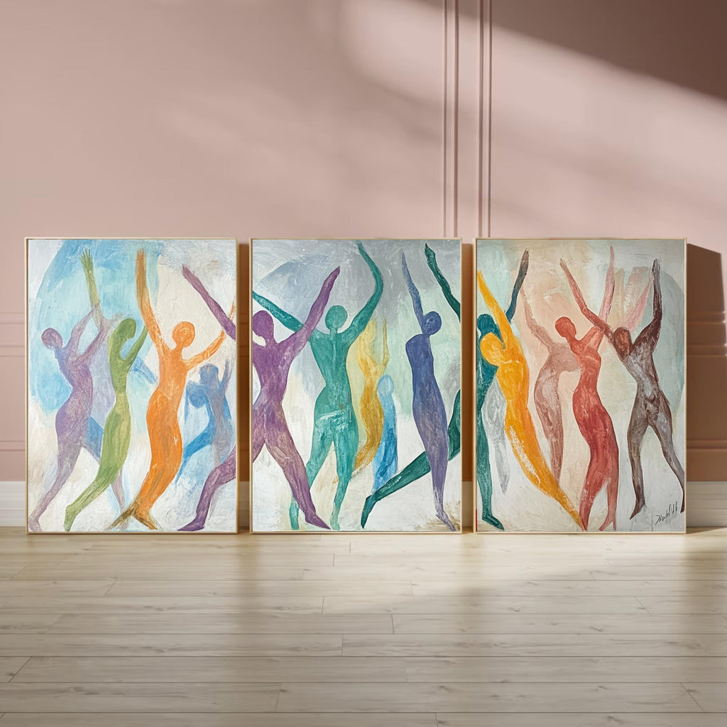 Dancing Silhouettes - Dynamic Abstract Art Print Inspired by Matisse’s Joyful Movement for Home Decor