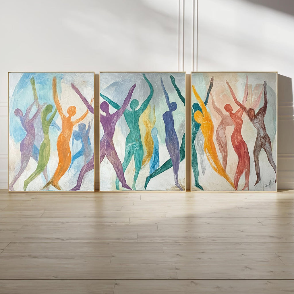 Dancing Silhouettes - Dynamic Abstract Art Print Inspired by Matisse’s Joyful Movement for Home Decor