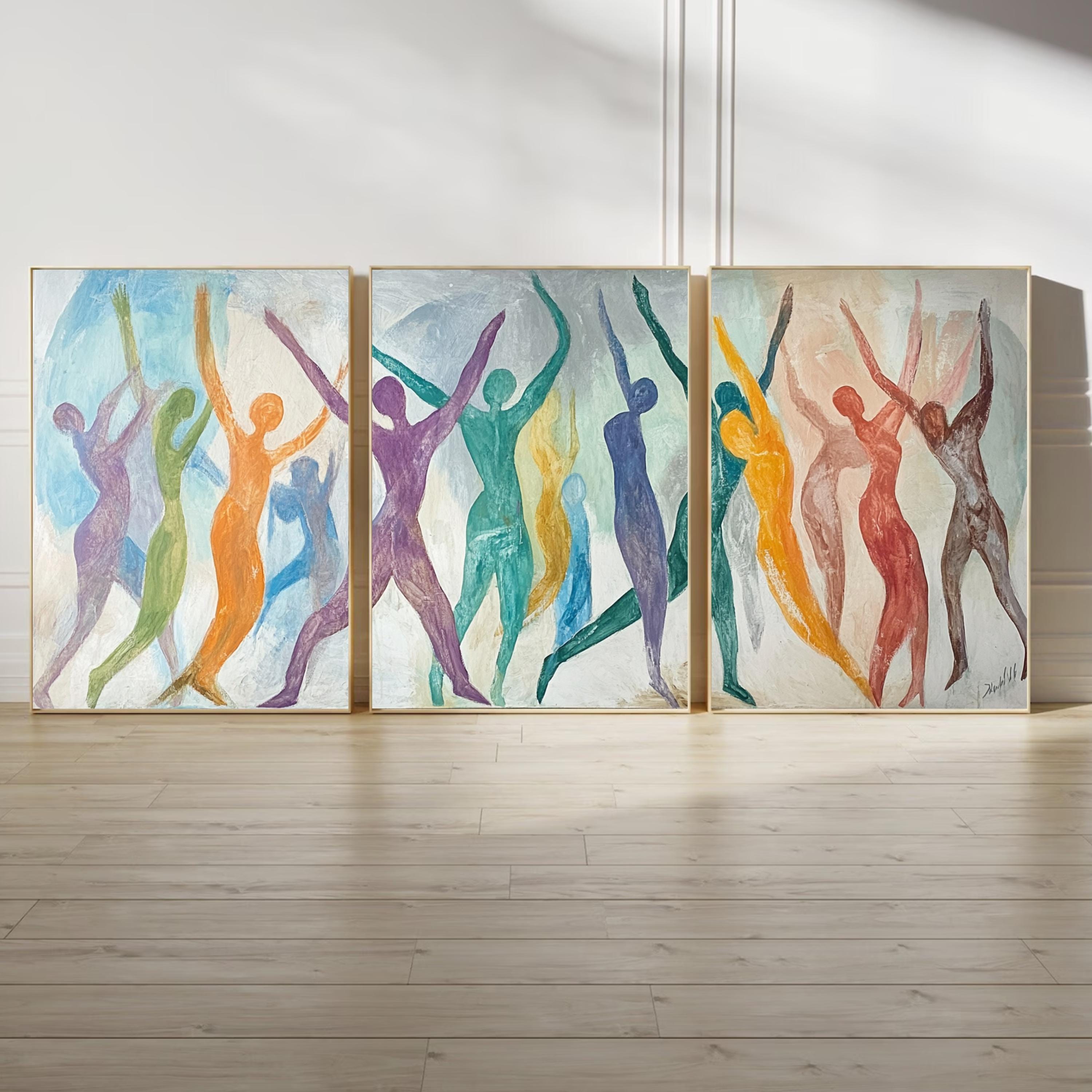 Dancing Silhouettes - Dynamic Abstract Art Print Inspired by Matisse’s Joyful Movement for Home Decor