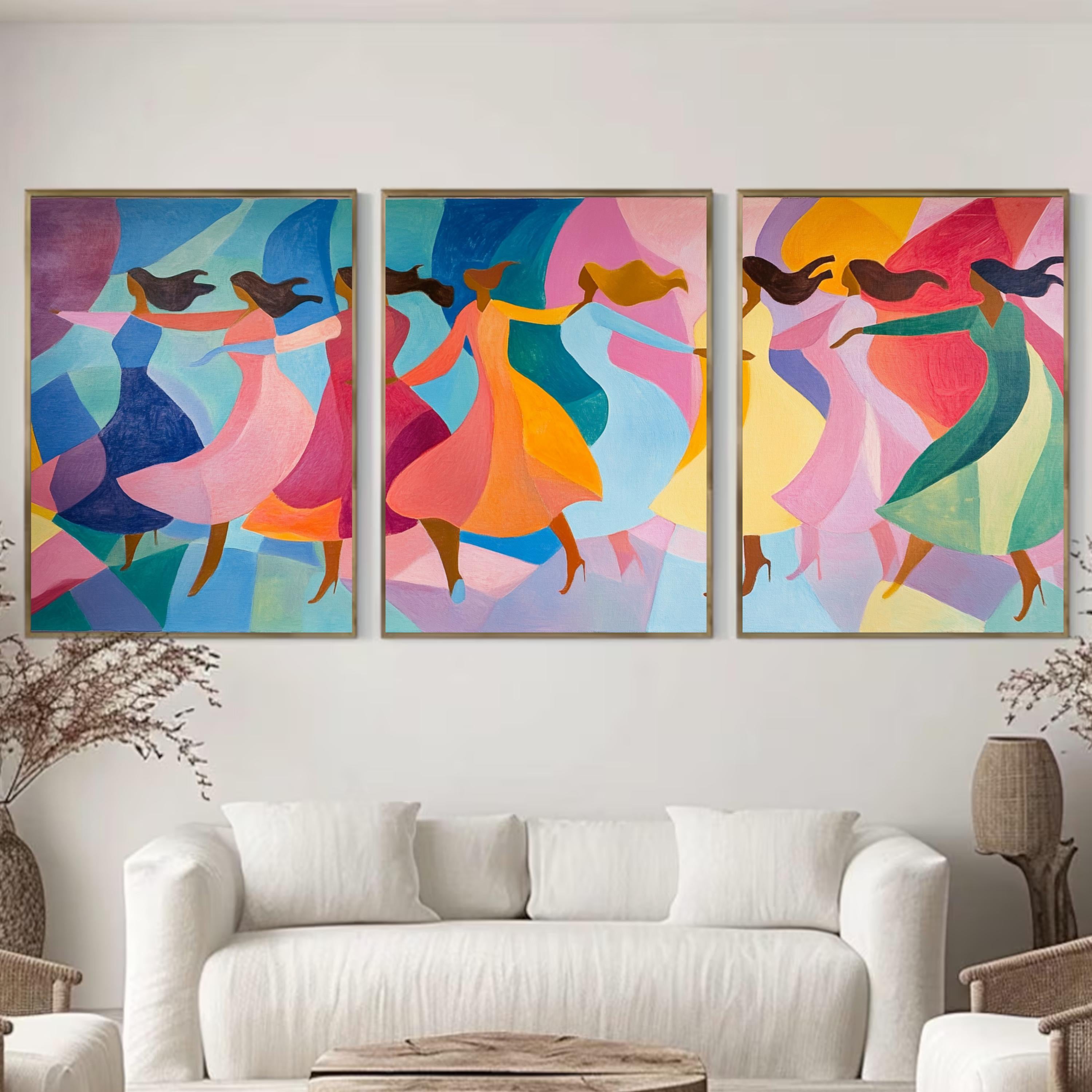 Unity in Motion - Vibrant Abstract Dance Art Print Inspired by the Spirit of Matisse for Joyful Spaces