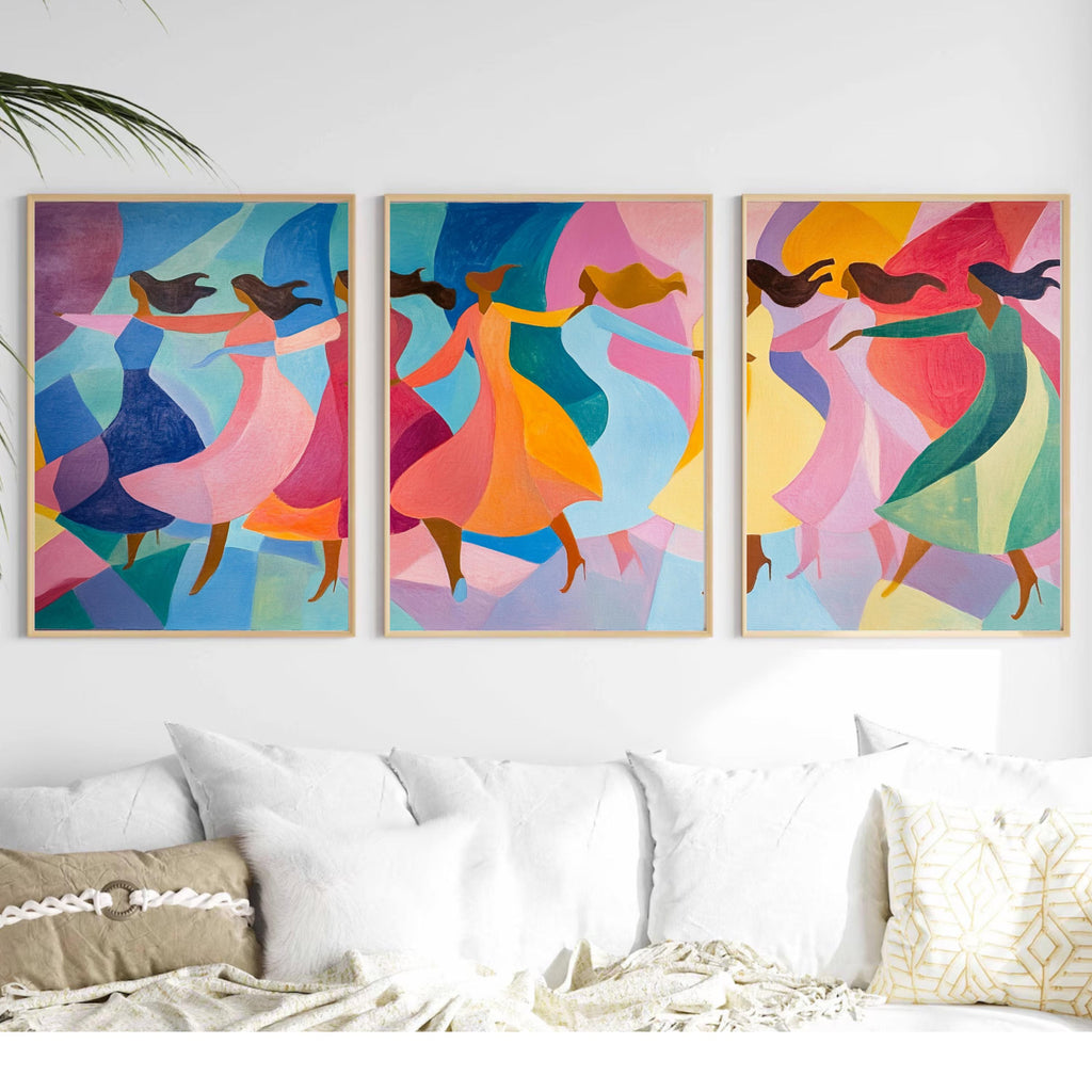 Unity in Motion - Vibrant Abstract Dance Art Print Inspired by the Spirit of Matisse for Joyful Spaces