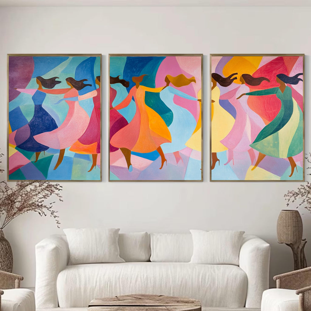 Unity in Motion - Vibrant Abstract Dance Art Print Inspired by the Spirit of Matisse for Joyful Spaces