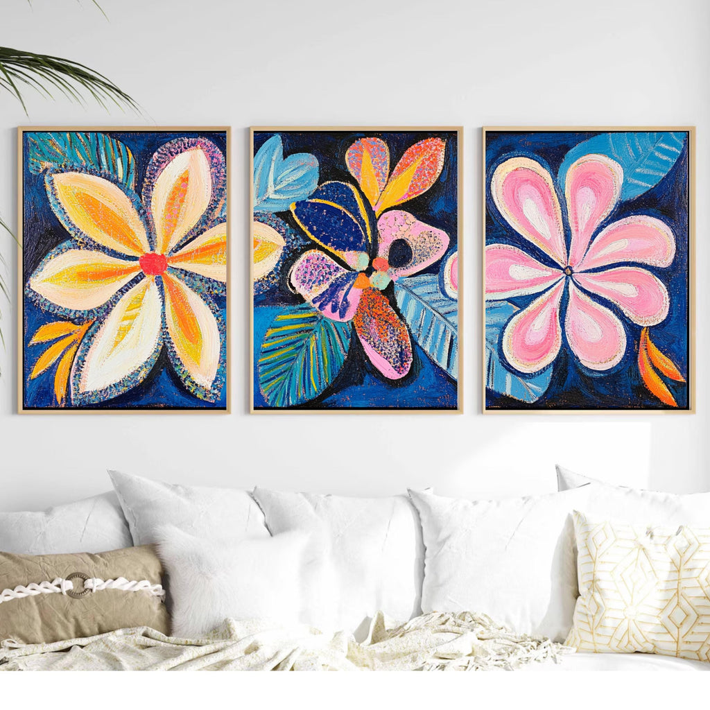 Tropical Bloom Art Print - Vibrant Abstract Floral Wall Decor, Affordable Modern Art