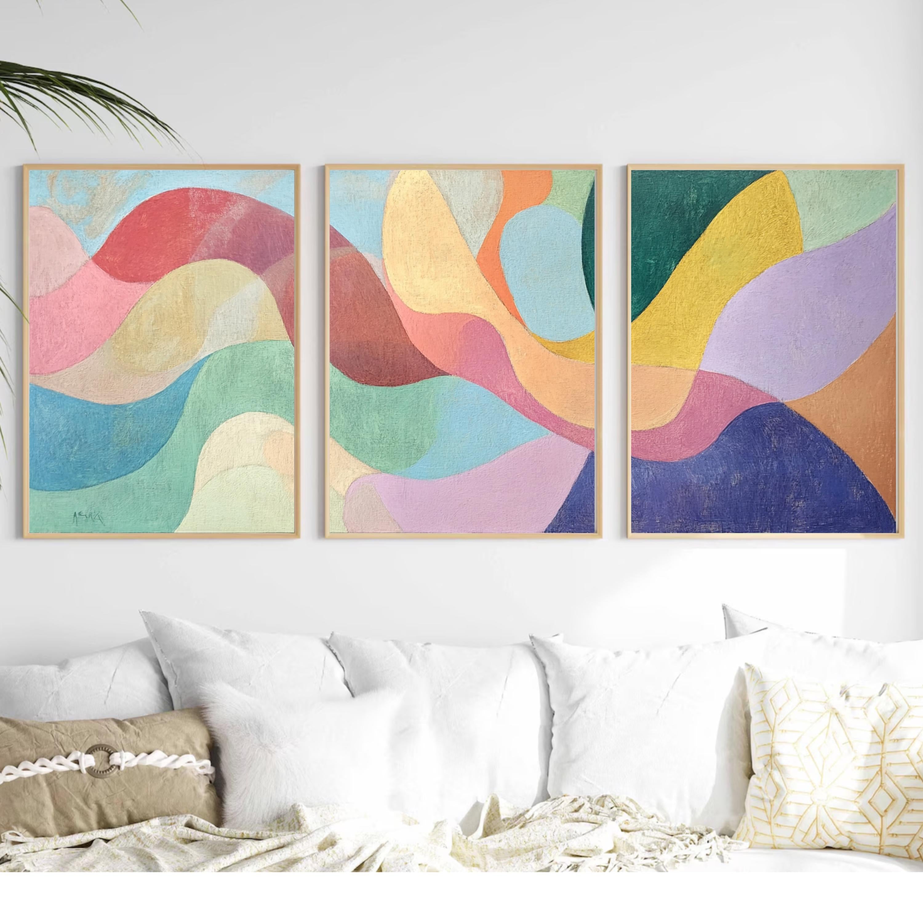 Modern Abstract Art Print - Pastel Flowing Shapes Inspired by Matisse and Kandinsky for Artful Wall Decor