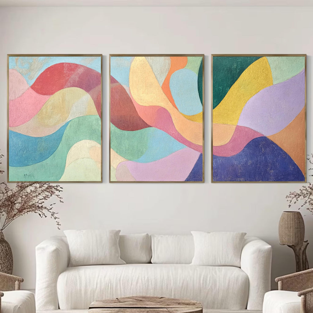 Modern Abstract Art Print - Pastel Flowing Shapes Inspired by Matisse and Kandinsky for Artful Wall Decor