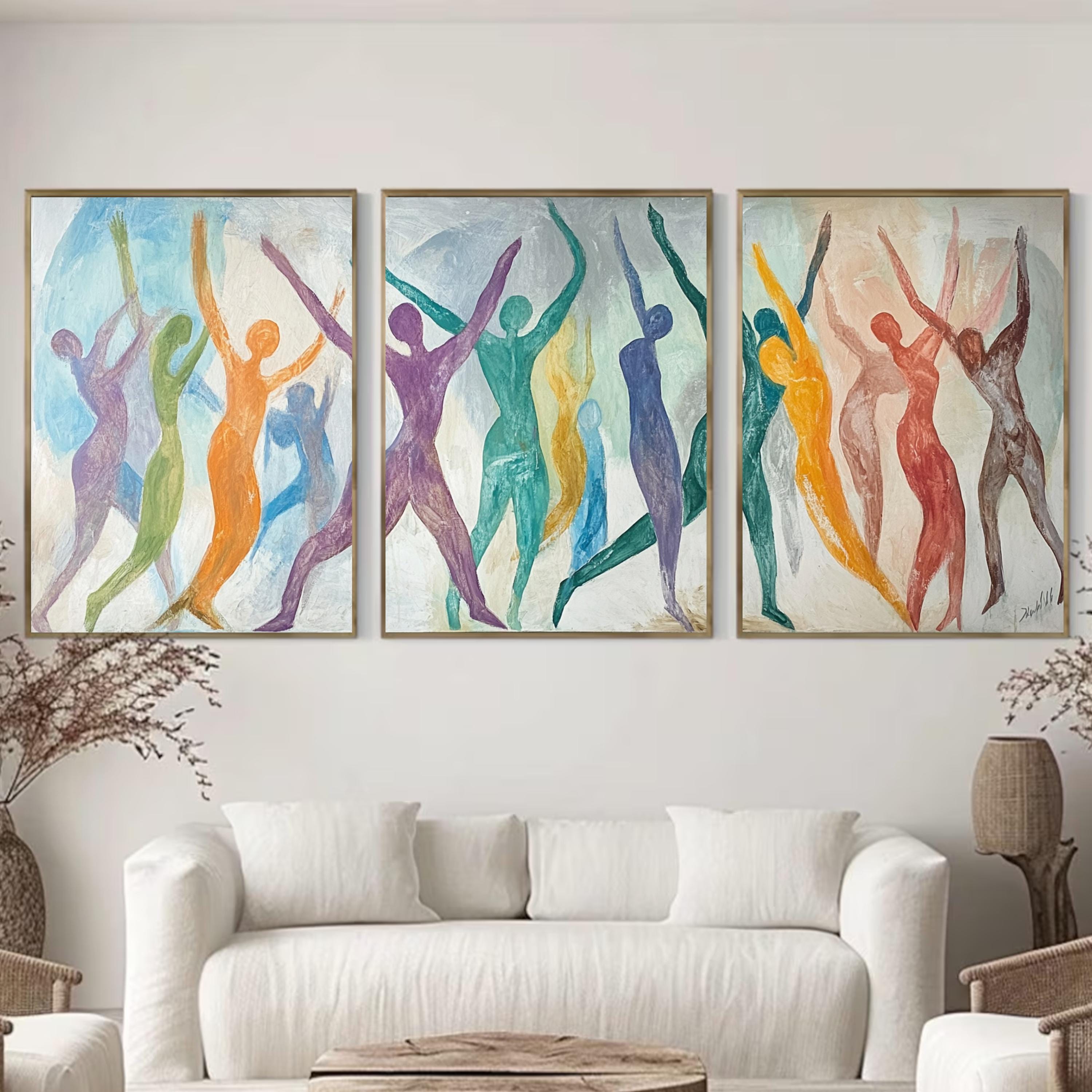 Dancing Silhouettes - Dynamic Abstract Art Print Inspired by Matisse’s Joyful Movement for Home Decor