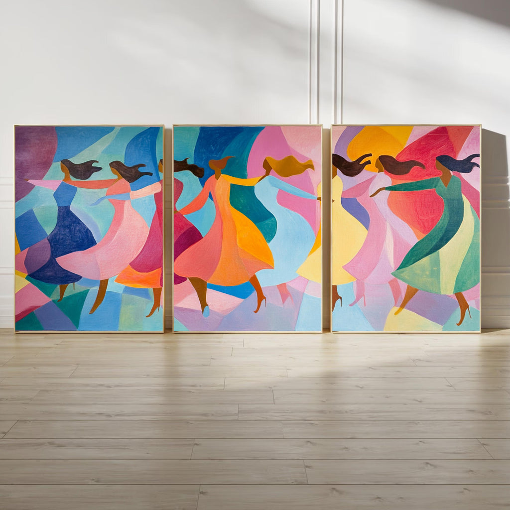Unity in Motion - Vibrant Abstract Dance Art Print Inspired by the Spirit of Matisse for Joyful Spaces