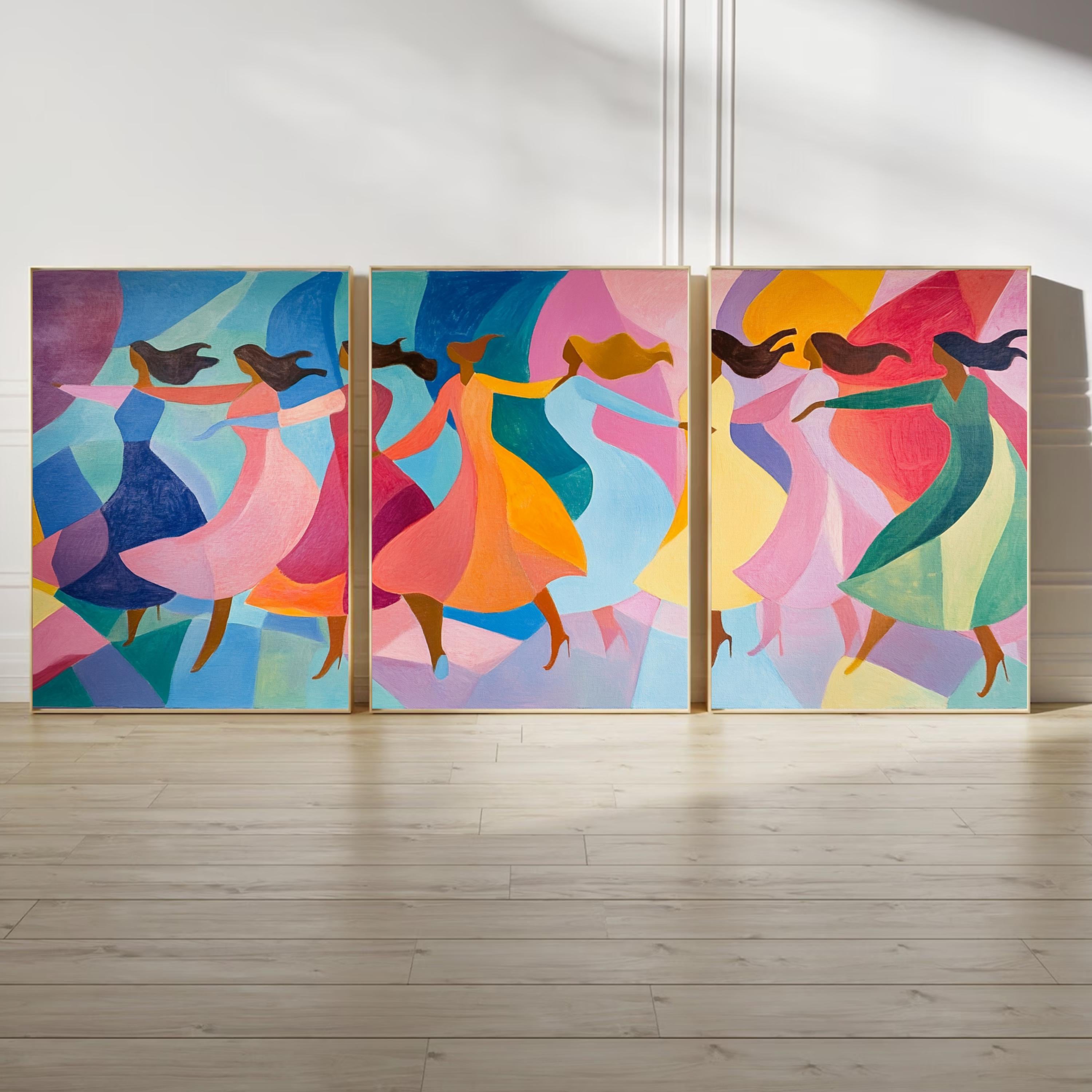 Unity in Motion - Vibrant Abstract Dance Art Print Inspired by the Spirit of Matisse for Joyful Spaces