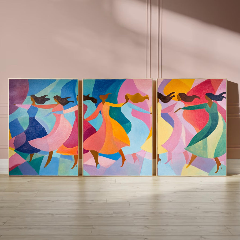 Unity in Motion - Vibrant Abstract Dance Art Print Inspired by the Spirit of Matisse for Joyful Spaces
