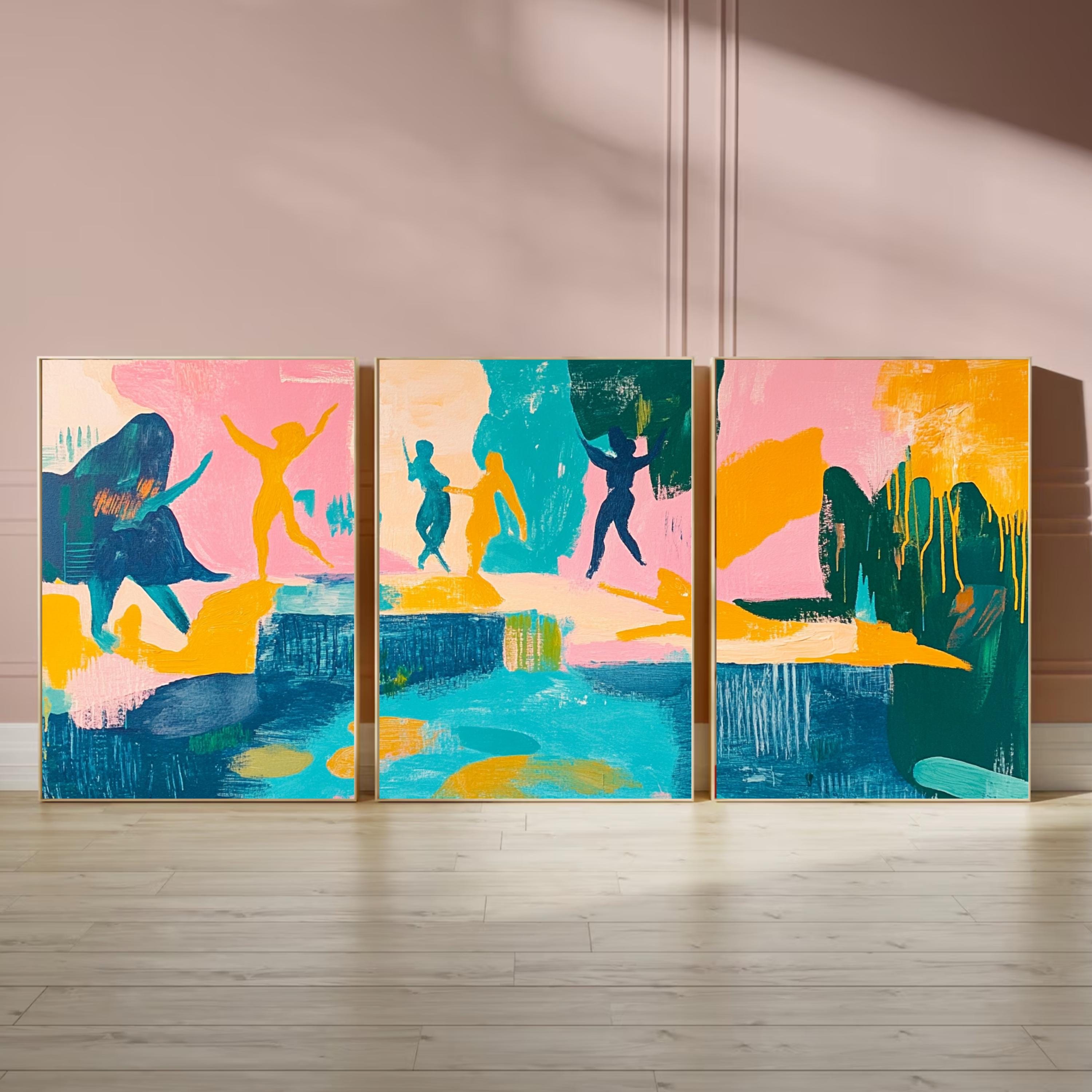 Whimsical Dance - Bold Abstract Expression with Pastel and Jewel Tones, Perfect for Playful Interiors