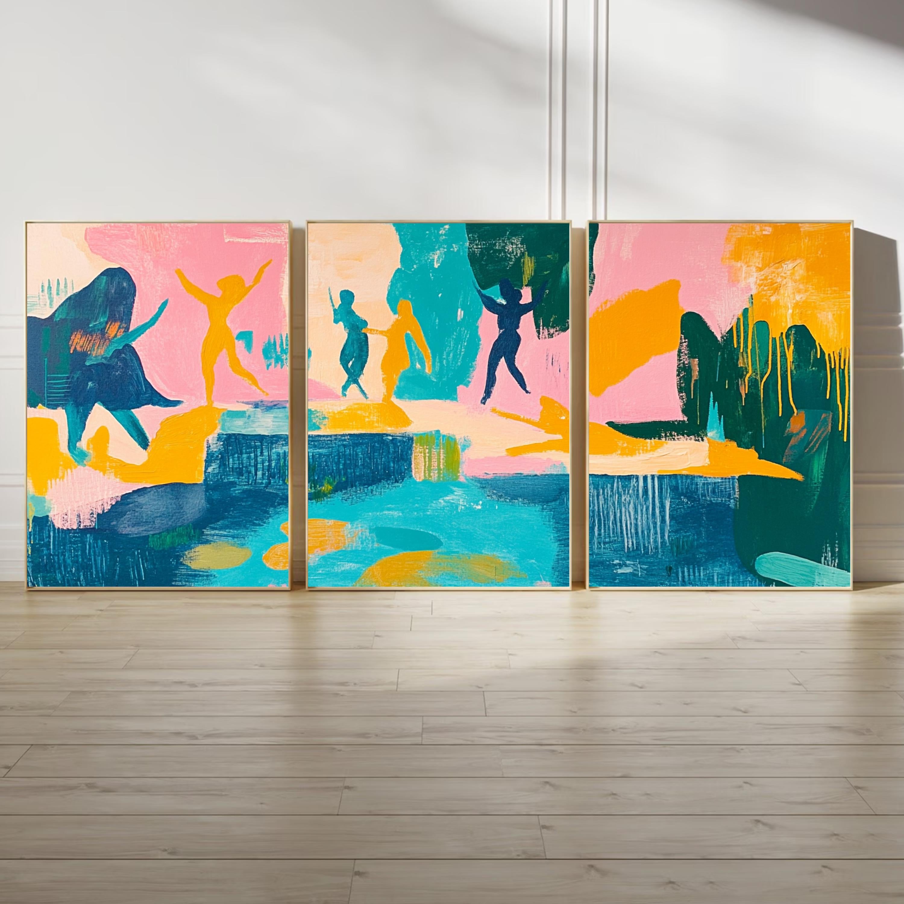 Whimsical Dance - Bold Abstract Expression with Pastel and Jewel Tones, Perfect for Playful Interiors