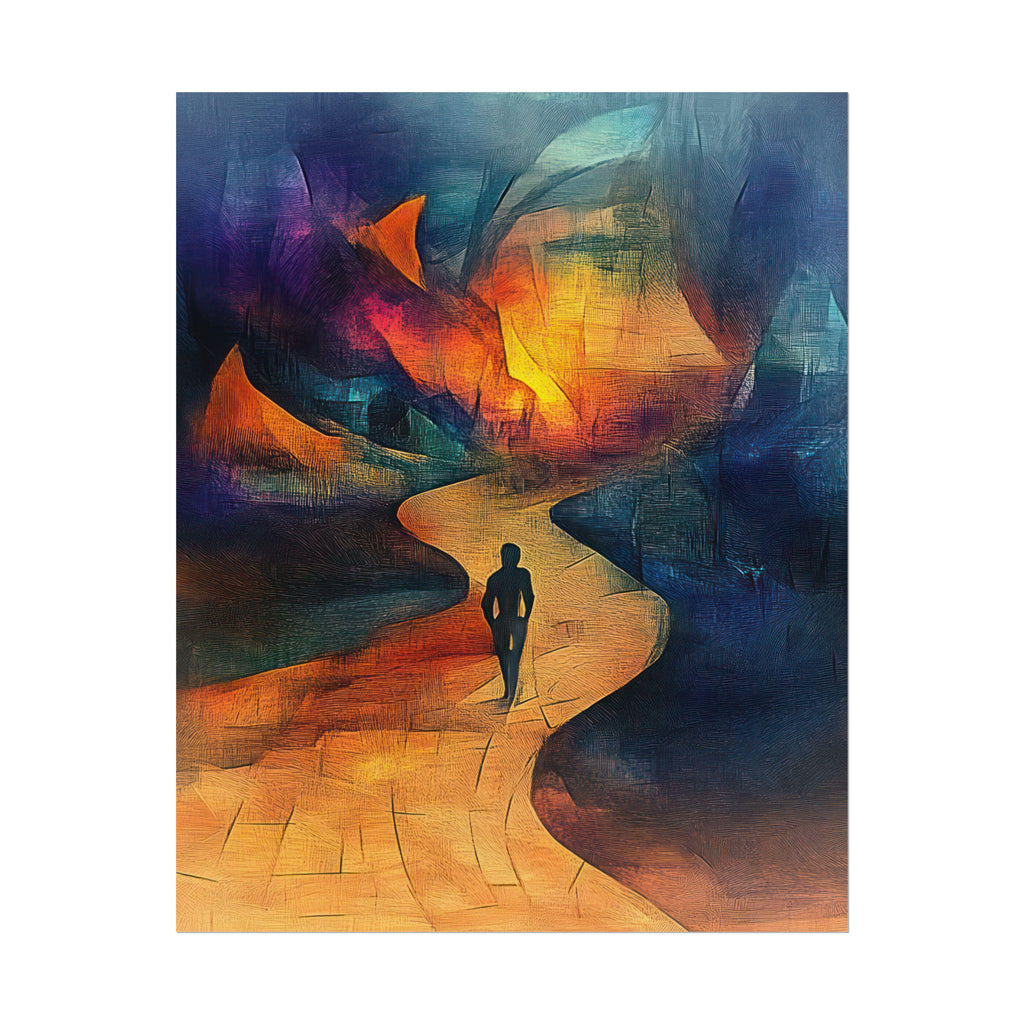 Abstract Postmodern Art Print – Surreal Pathway to the Unknown