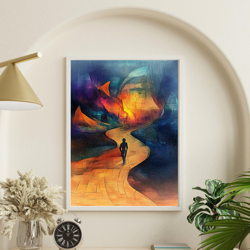 Abstract Postmodern Art Print – Surreal Pathway to the Unknown